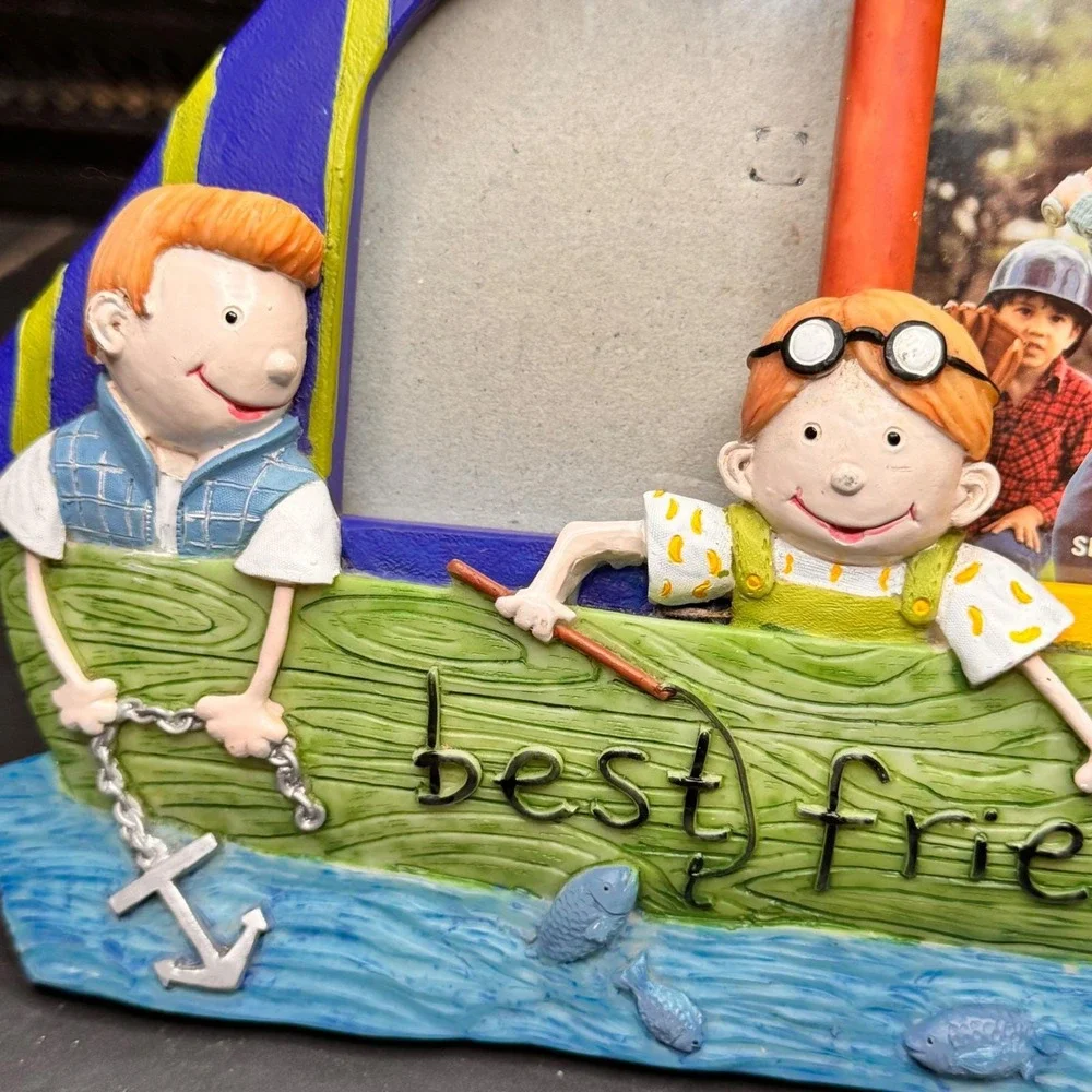 Best Friends Sailboat 3D Resin Picture Frame‎ Nautical Kids Boys Room Decor